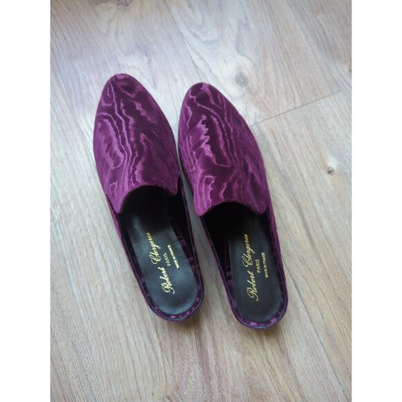Robert Clergerie Alice Mules Goth Velvet Violet Slip On Shoes Flats - Picture 13 of 16